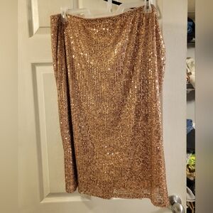 Gold sequins midi skirt NWT size XXL (20) holiday skirt time and tru